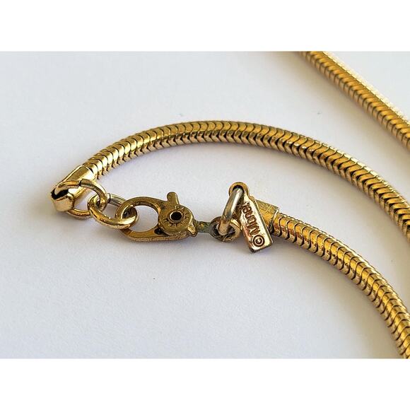 Vintage Monet Eternity Pendant Necklace and Original Gold Snake Chain Signed - Picture 4 of 9